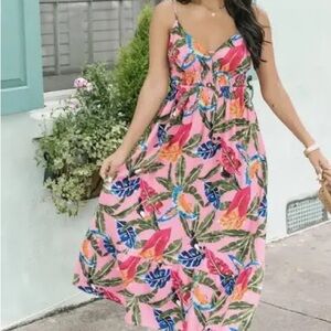 NWT by the river linen Vibrant Floral Maxi Dress